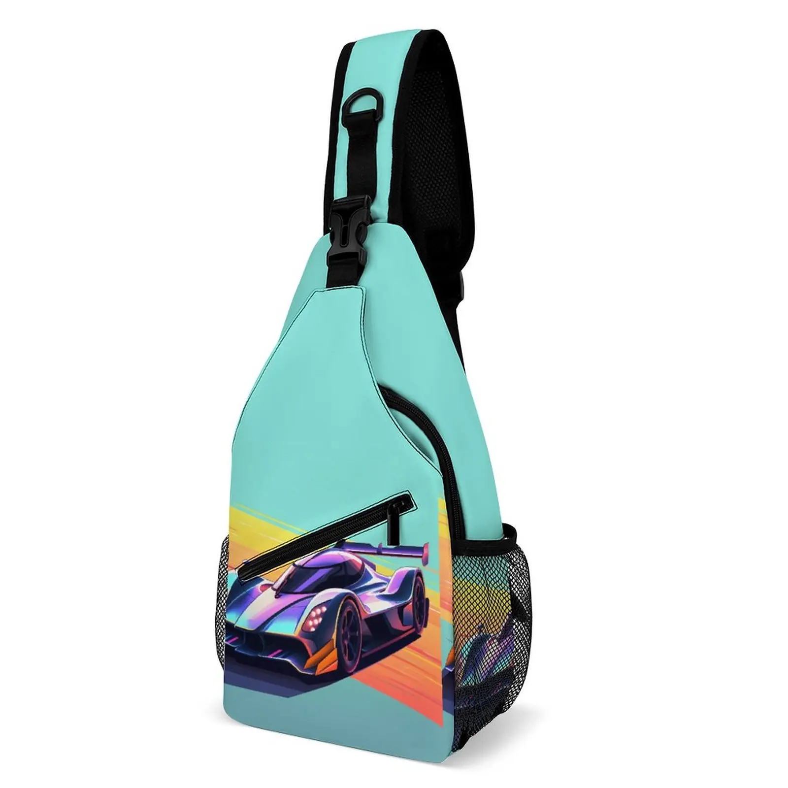 

Sports Car Shoulder Bags 2D Elements Cartoon Retro Chest Bag Male Motorcycle Fishing Sling Bag School Graphic Design Small Bags