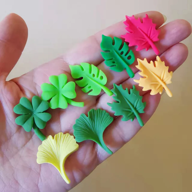 

9 pcs flat back leaves/clover ginkgo/miniatures/cute/fairy garden gnome/moss terrarium decor/bonsai/figurine/crafts supplies