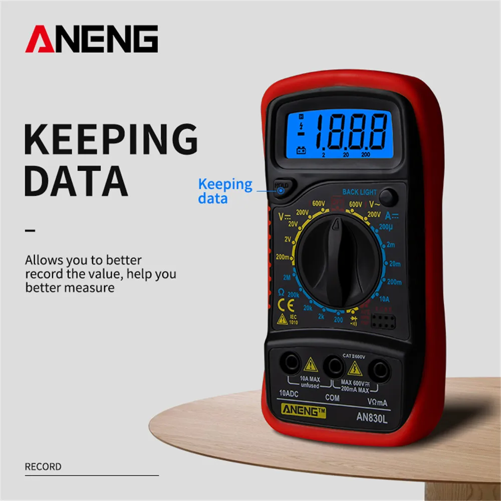 

Мультиметр ANENG AN830L цифровой портативный с ЖК-дисплеем и подсветкой