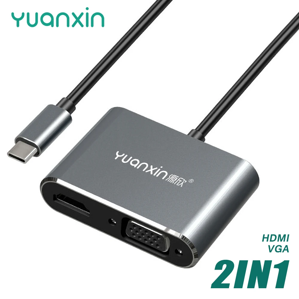 

YUANXIN 2IN1 Docking Station Type C HUB USB C Hub HDMI 4K VGA 1080P Adapter Splitter for Laptop Macbook Huawei Xiaomi