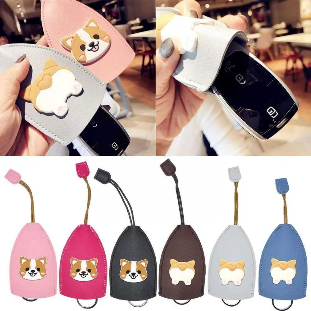 

Creative Pull Out Key Bag Cute Shiba PU Leather Large Slip Car Holder Key Easy PU Not Case Car Key Leather Case Capacity Po J4X5