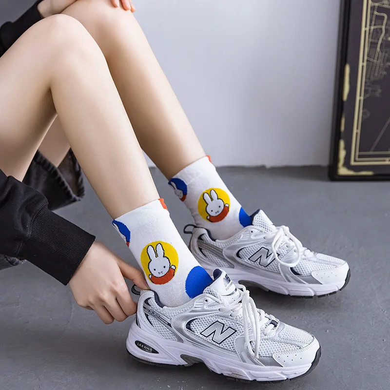 

Cute Long Socks Miffys Accessories Cartoon Anime Kawaii Combed Cotton Mid-Height Socks Warm Spring Autumn Wintertoys Girls Gift