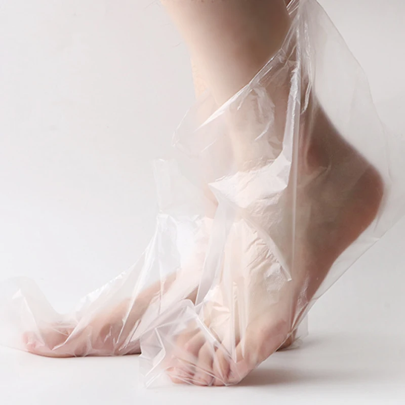 

100Pcs/Pack Disposable Plastic Foot Covers Transparent Shoes Cover Paraffin Bath Wax SPA Therapy Bags Liner Booties Foot Covers