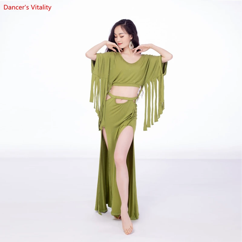 

Belly Dance Costume Set for Female Practice Clothes Modal Oriental Dance Group Suit Bellydance Outfit Top+long Skirt 2pcs Suit