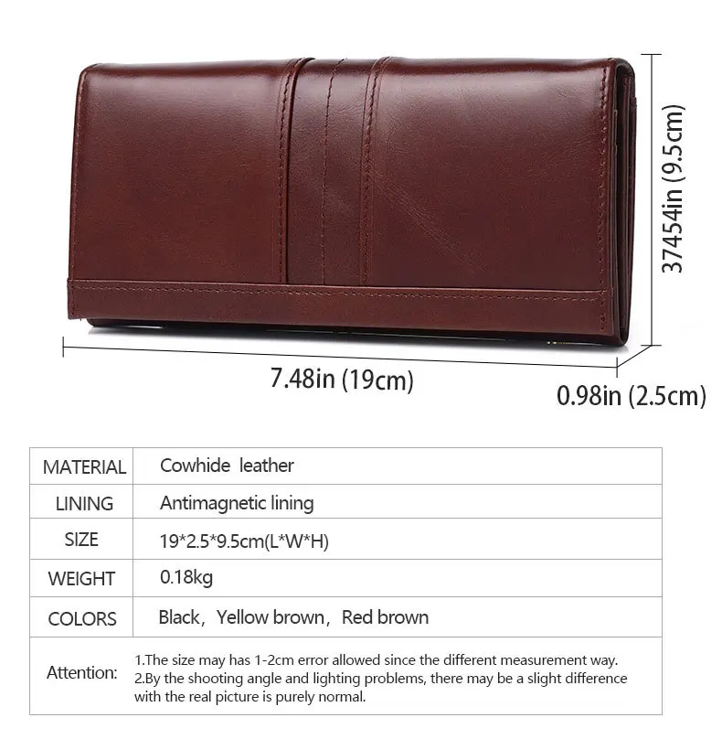 RFID Genuine Leather Men's Long Wallet First Layer Cowhide Leather Large Capacity Clutch Slim Card Holder Purse Wallet