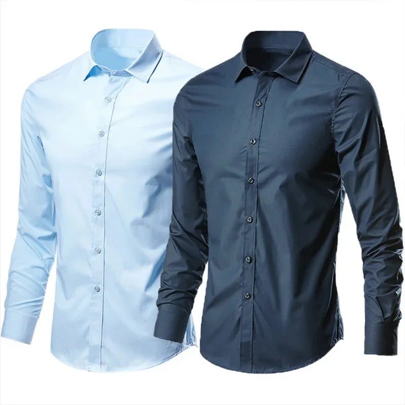 

men's long sleeve high elastic shirt Plus Size Business Classic Shirt