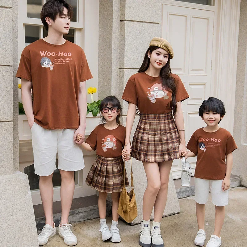 Комплект футболок ICJAEHAO для мамы и дочки из полиэстера