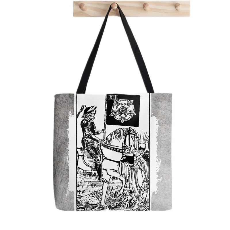 

Women Shopper bag Tarot the Death Printed Kawaii Bag Harajuku Shopping Canvas Shopper Bag girl handbag Tote Shoulder Lady Bag