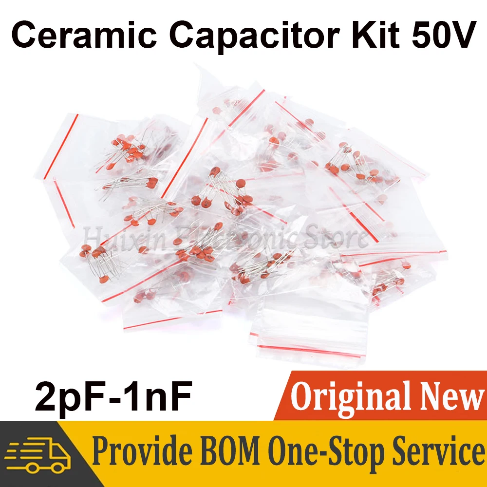 

300pcs/lot Ceramic capacitor Kit pack 2pF-100nF 30 value each 10pcs Electronic Components capacitor Assorted Kit samples Diy Set