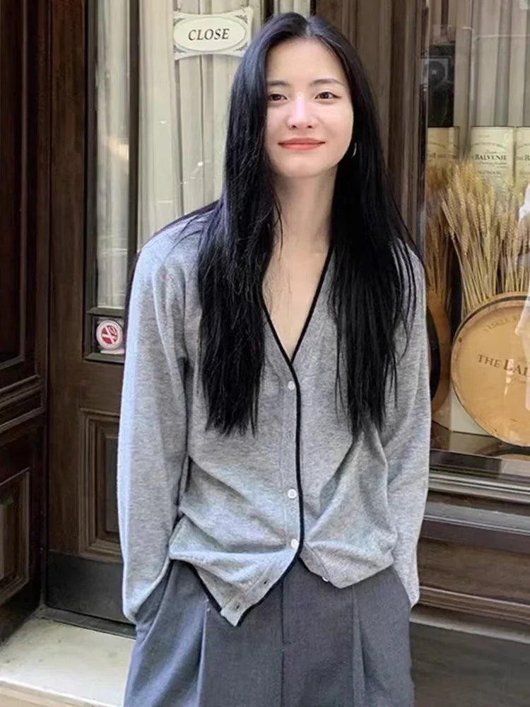 

Women's new cashmere cardigan V-neck spring and autumn cashmere fashion cardigan lazy style casual women's cardigan top
