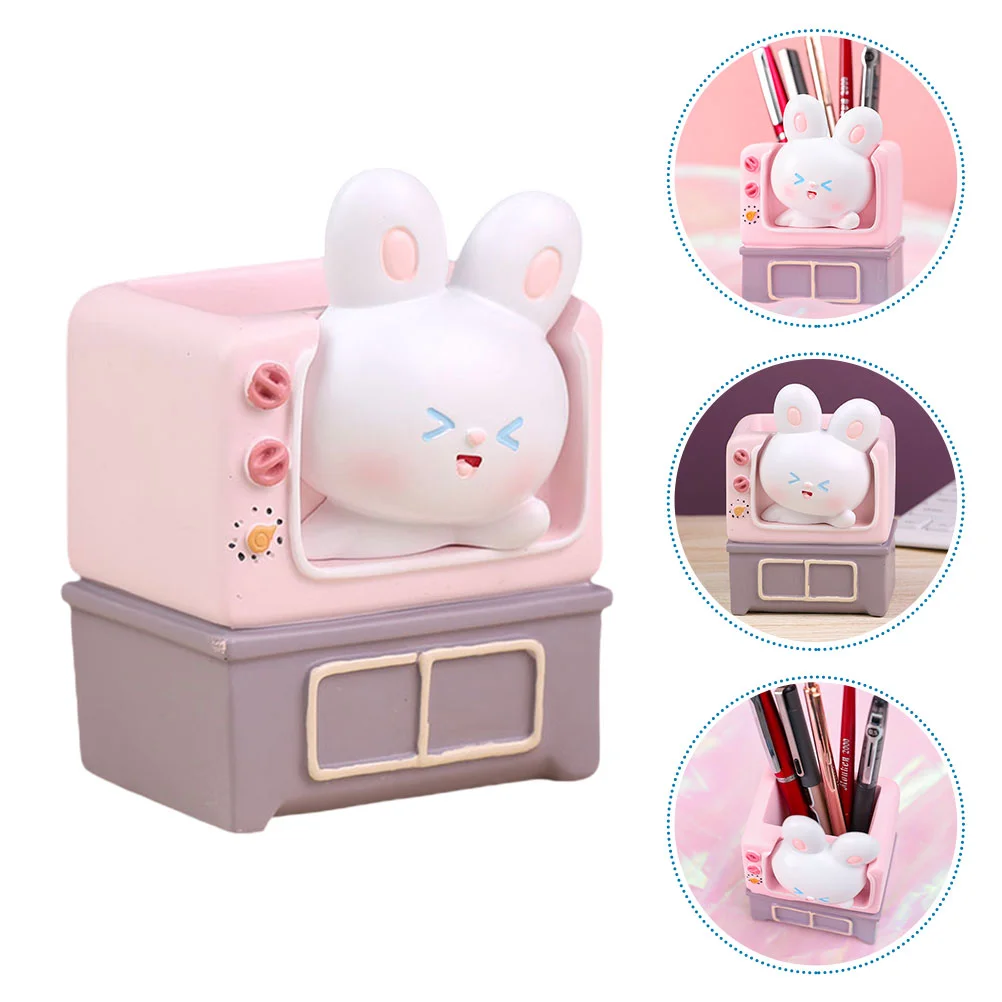 

Rabbit Oven Pen Holder Desk Cute Car Cup Organizer Holders Makeup Storage Aesthetic Office Supplies Stands