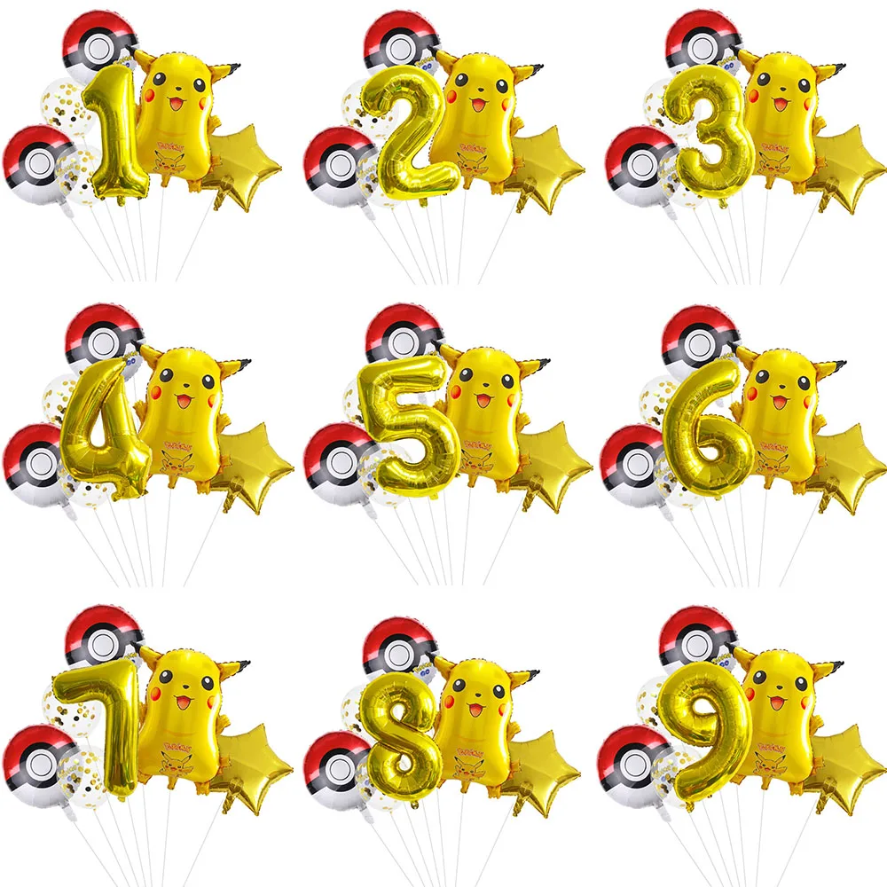 

7pcs Pokemon Pikachu Balloon Dream Theme balloon Party Decoration Supplies Squirtle Bulbasaur Birthday Party Pocket Balloon Gift