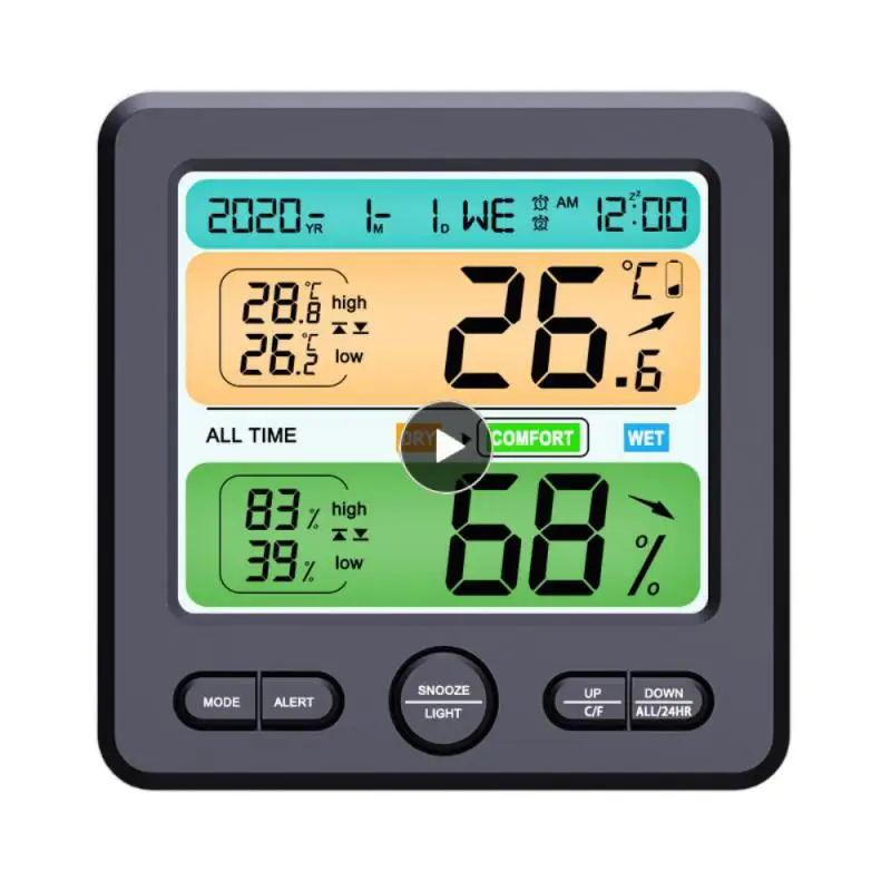 

LCD Digital Temperature Humidity Meter With Dual Sensors Alarm Clock Home Indoor Electronic Thermometer Hygrometer