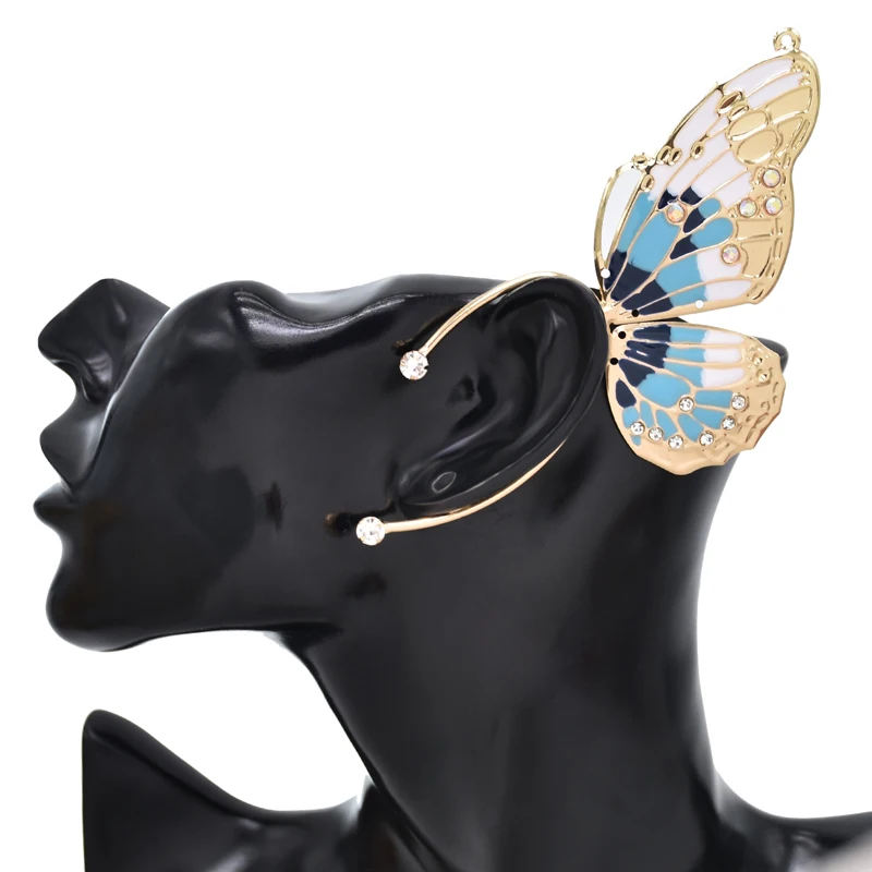

Alloy Butterfly Women Ear Cuff Exaggerated Baroque Party Charms Clips Earrings Female Rhinestones Statement Ear Cuff Femainina