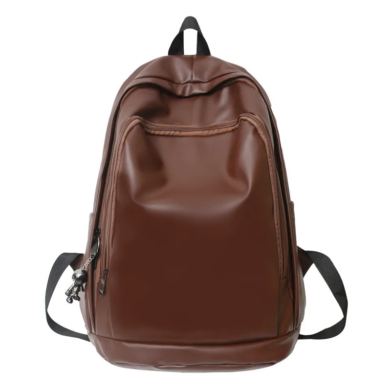 Simple Fashion Large Unisex school bag Soft Leather Big School backpack Waterproof Men's backpack Casual class bags for girls