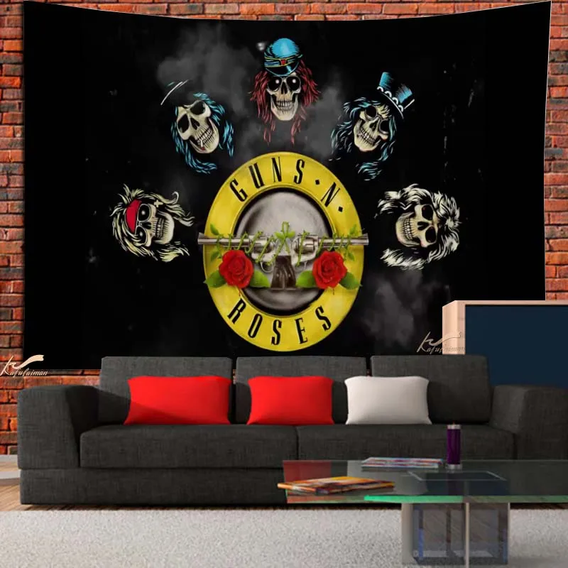 Guns n Roses Tapestry Pentagram Wall Hanging Rock music Gothic Devil Death Metal Heavy Metal Satanic Devil Lucifer Dark Arts