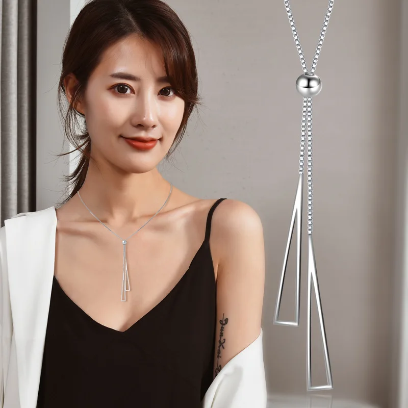 

Geometric Titanium Steel Triangle Necklace Can Adjust The Length of Fashionable Simple Clavicle Chain Jewelry Novel Woman Gifts