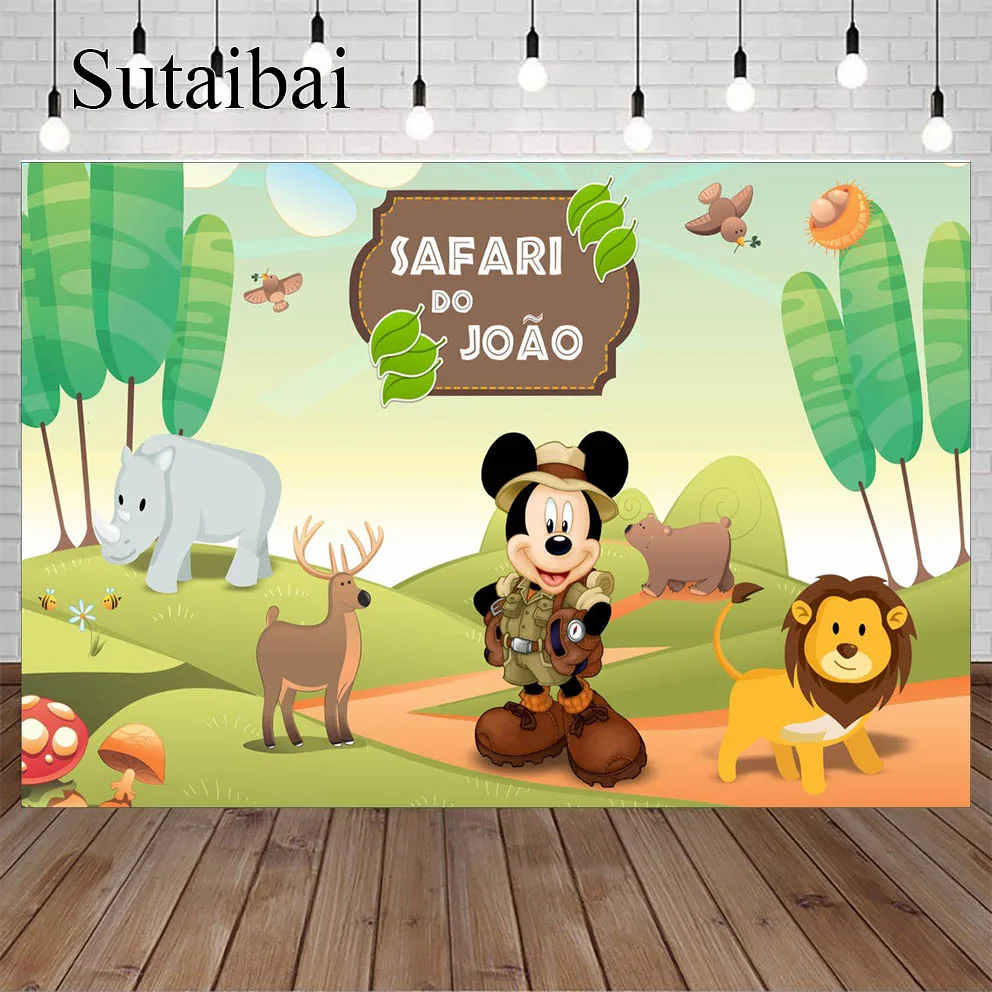 

Disney Mickey Mouse Birthday Photography Backdrop Tropical Jungle Forest Wild Animal Safari Party Background Newborn Baby Shower