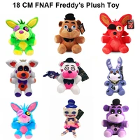 1pcs 18cm fnaf plush toys freddy bear foxy chica clown bonnie soft stuffed animals peluche toy doll for kids christmas gifts