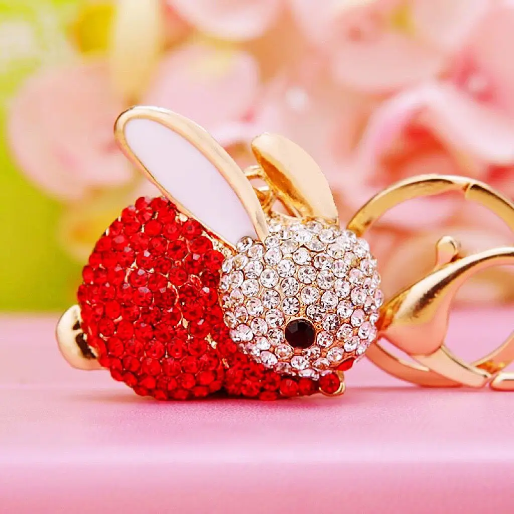 

Брелок в виде кролика с бриллиантами для женщин, милый креативный корейский Ins Брелок с подвеской для сумки, деловые подарки, свадебные пода...