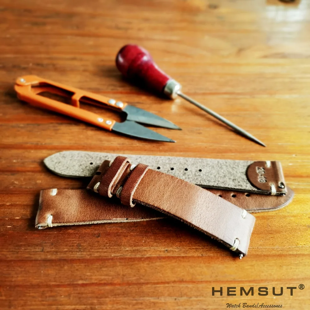 Фото Ремешки для часов HEMSUT из воловьей кожи, быстросъемные, Horween CXL, винтажный ремешок из натуральной кожи для мужчин и женщин, 18, 19, 20, 21, 22 мм №4