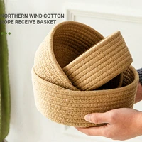 luanqi 1pc cotton rope weave storage baskets cosmetic organizer boxes office table decoration home desk folding storage containe
