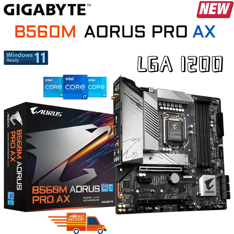 

LGA 1200 Gigabyte B560M AORUS PRO AX Motherboard DDR4 128GB Intel 11th-Gen i3 i5 i7 CPU Desktop Mainboard PCIe 4.0 Mainboard New