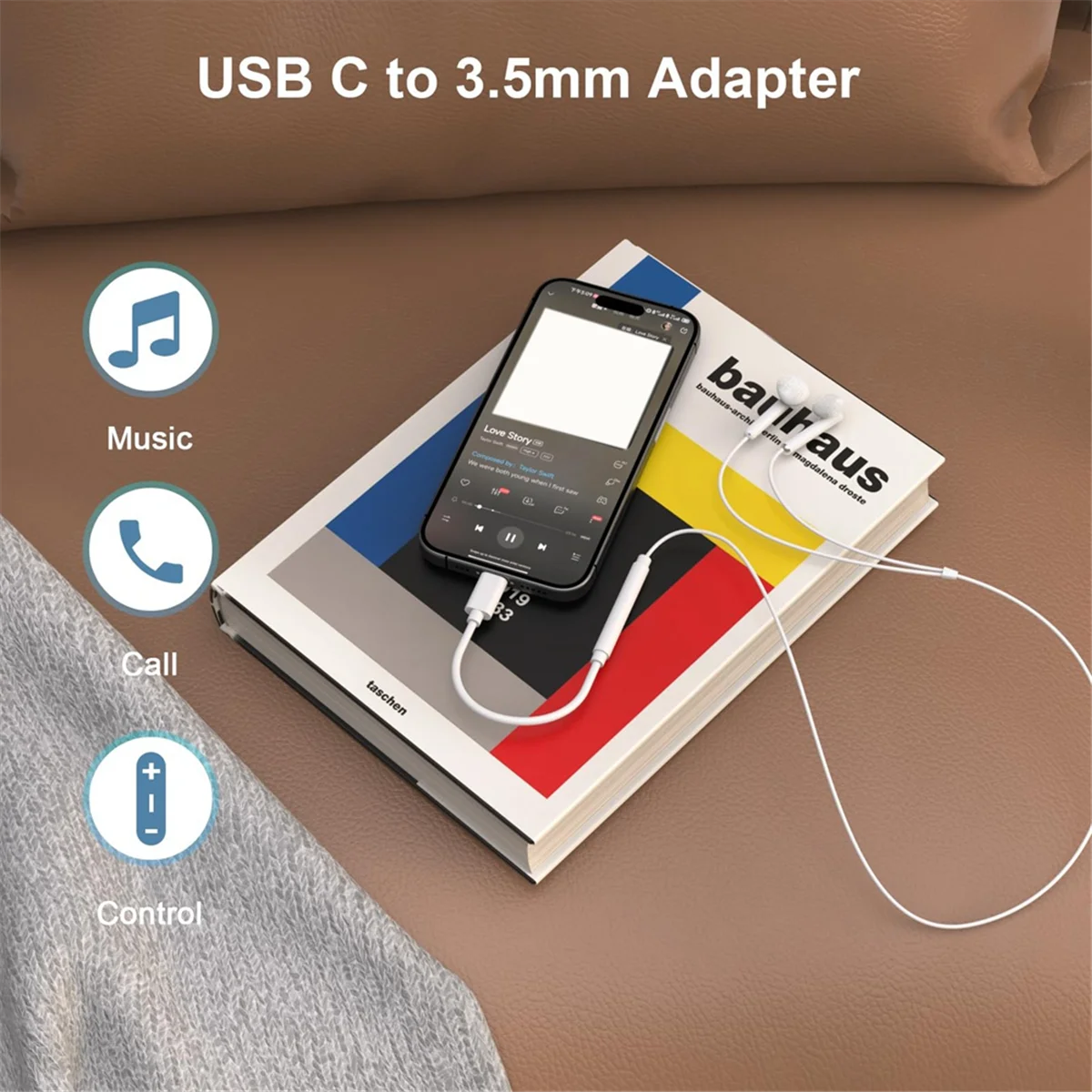 Комплект из 3 адаптеров USB C на разъем для наушников 5 мм дополнительный адаптер