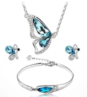 le new crystal butterfly jewelry sets necklace earringbracelet