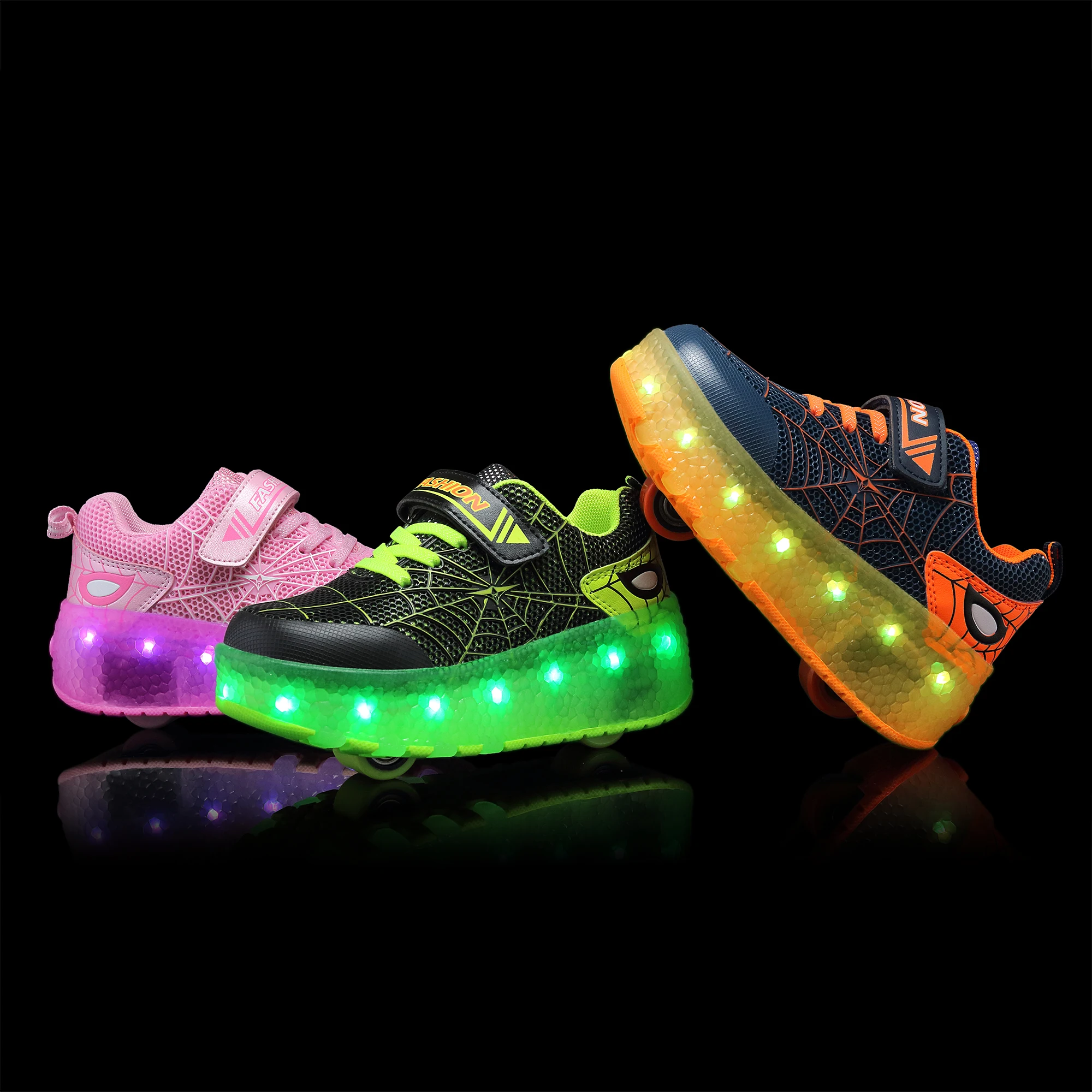 USB Charging Children Roller Skate Casual Shoes Boys Girl Automatic Jazzy LED Lighted Flashing Kids Glowing Sneakers with Wheels |