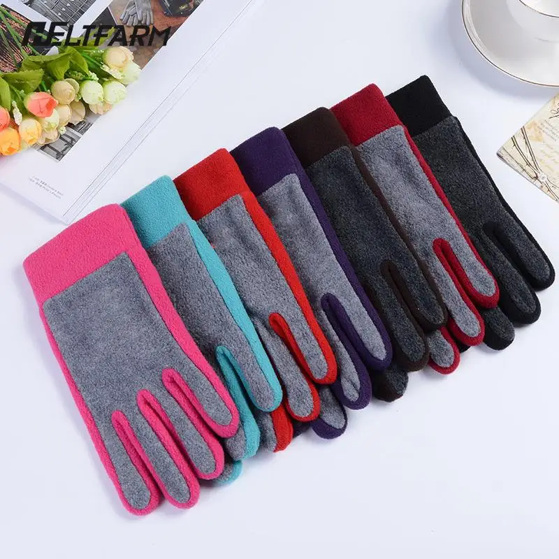 

1Pair Winter Gloves Solid Polar Fleece Gloves Driving Mittens Outdoor Thick Warm Sport Cycling Gloves Hand Cover Glove