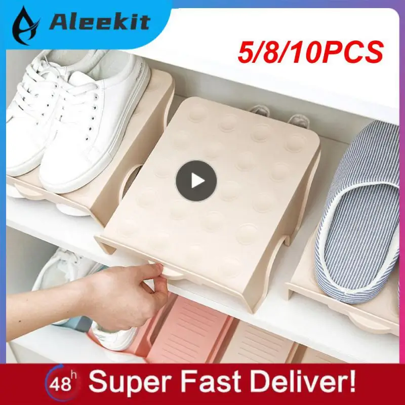 

5/8/10PCS Shoe Storage Holder Save Space Plastic Shoe Storage Rack Good Hardness Toughness Strong Bearing Capacity Storage Shoes