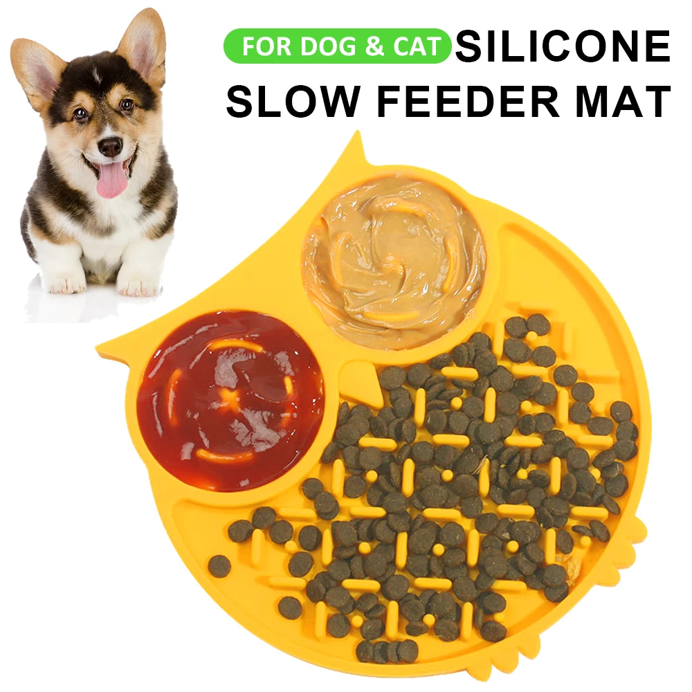 Pet Dog Cat Bowl Mat lick Slow Feeding Dogs Slow Eating Plate Prevent Overturning Dishes Anti-Choke Food Containers For Chiens