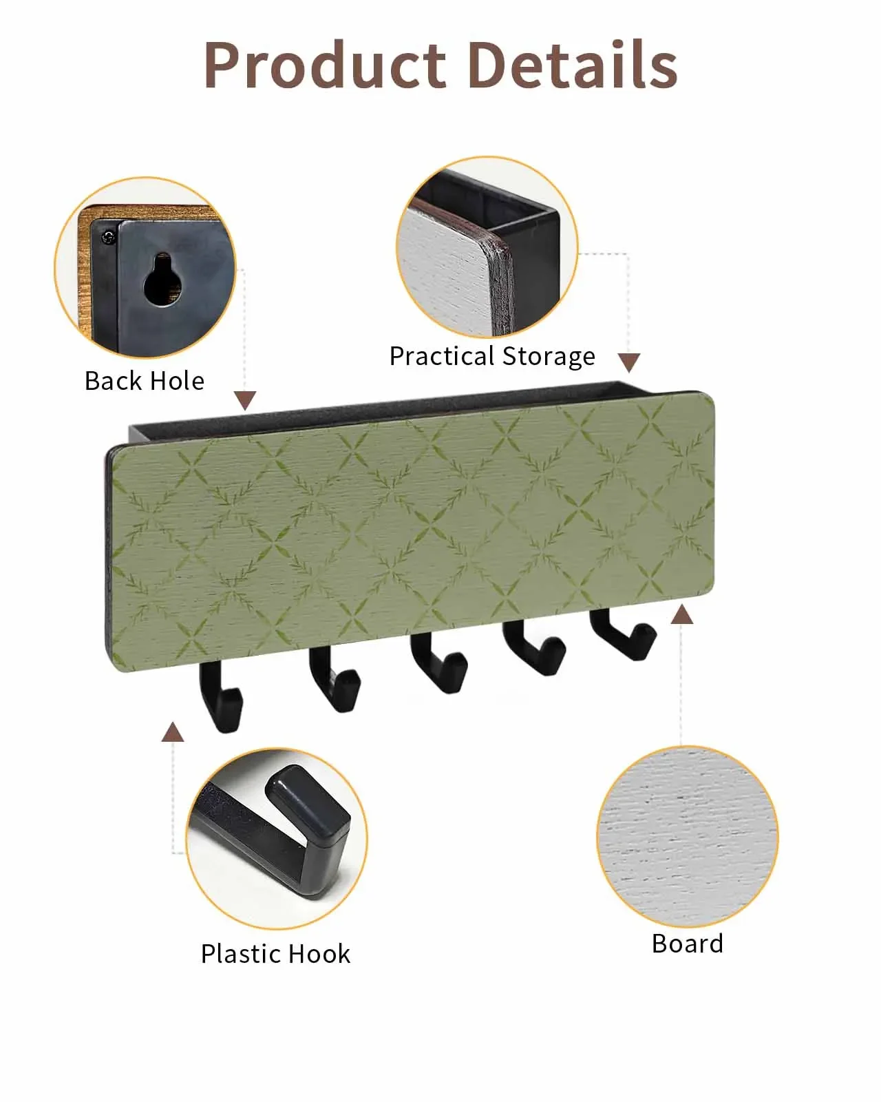 Алмазная сетка с текстурой зеленый деревянный держатель для ключей фермерского
