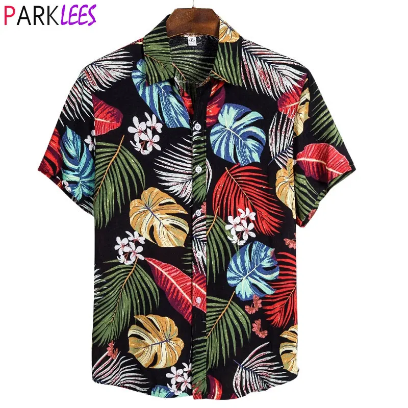 

Mens Funky Palmshadow Hawaiian Shirts Short Sleeve Button Down Beach Shirt Men Casual Tropical Aloha Party Summer Shirt Male 3XL