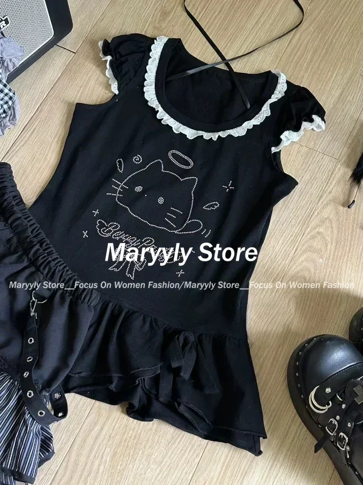 Miss Tough женские черные кружевные футболки и юбки