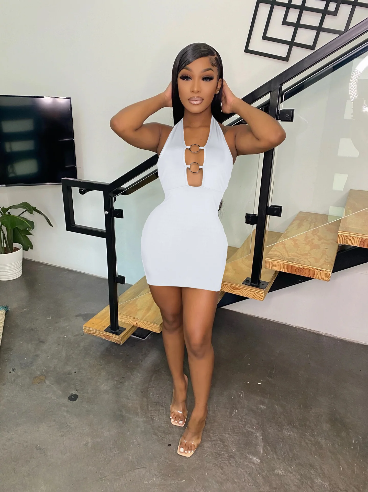 

Wishyear 2022 Summer Fashion Party Night Club Outfits for Women Black Mini Dresses Sexy Halter Backless Bodycon Dress