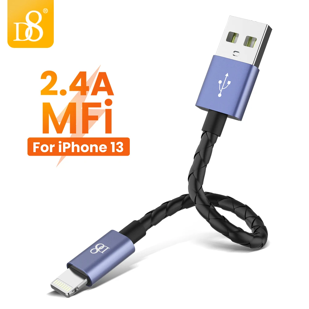 

Кабель D8 USB-Lightning для iPhone 13, 12 MFi Сертифицированный зарядный кабель 2,4 А для iPhone, зарядный банк, зарядный кабель USB Type-C кабель