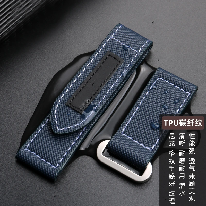 24mm High Quality Nylon Fabric Watch Band Fit for Panerai Luminor PAM01118 Army green Canvas Genuine Leather Strap Bracelet