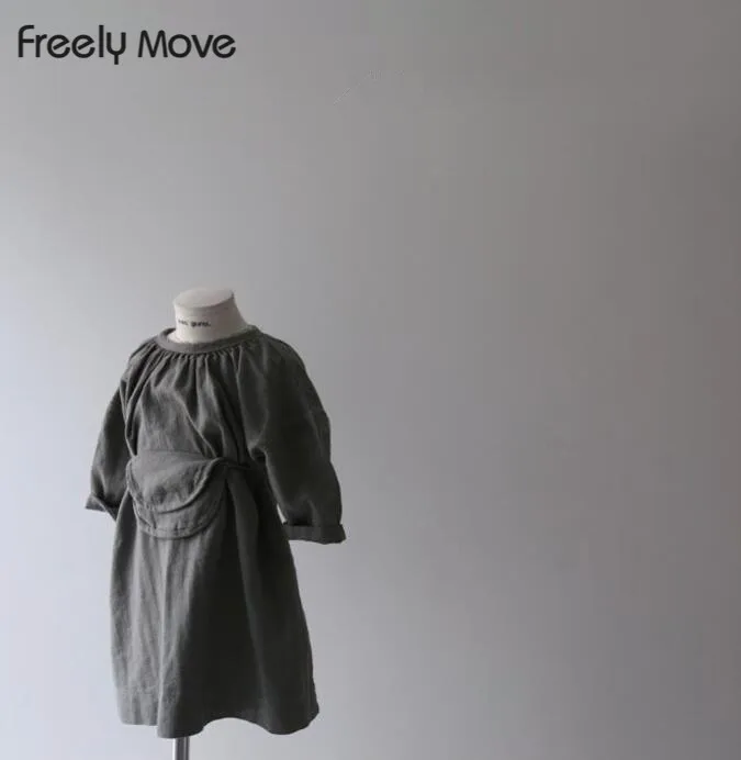 

Freely Move Children Girls Fashion Dress Korean Autumn New Cotton Pleated Princess Dress Children Toddler Baby Kids Clothes