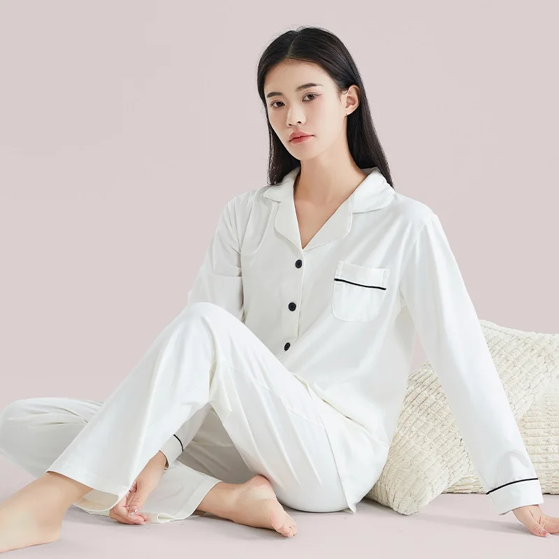 Spring Cotton Pajamas for Women PJ Full Sleeves Pijamas Button-Down Nightwear Winter Sleepwear Women Green Cotton Pyjamas