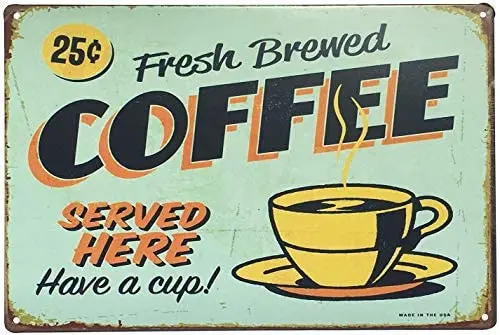 

Оловянные металлические вывески серии кофе, 12x8 дюймов, украшение для стен
