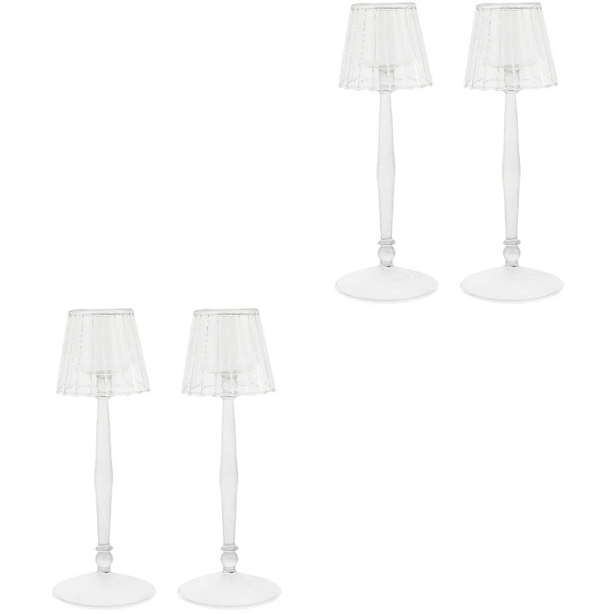 

4 pcs Creative Glass Candlesticks Candle Holders Decorative Props for Friends