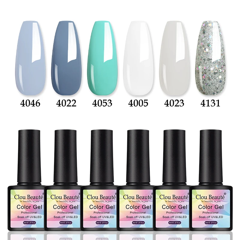 Clou Beaute 6 бутылок мини Гель-лак набор телесных лаков впитывающий дизайн ногтей 8 мл