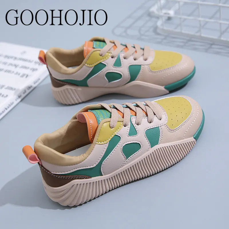 

Sneakers College Style Shoes Women Vulcanize Shoes Light Thick-soled Sports Casual Shoes Women Comfortable Lace-up Breathable