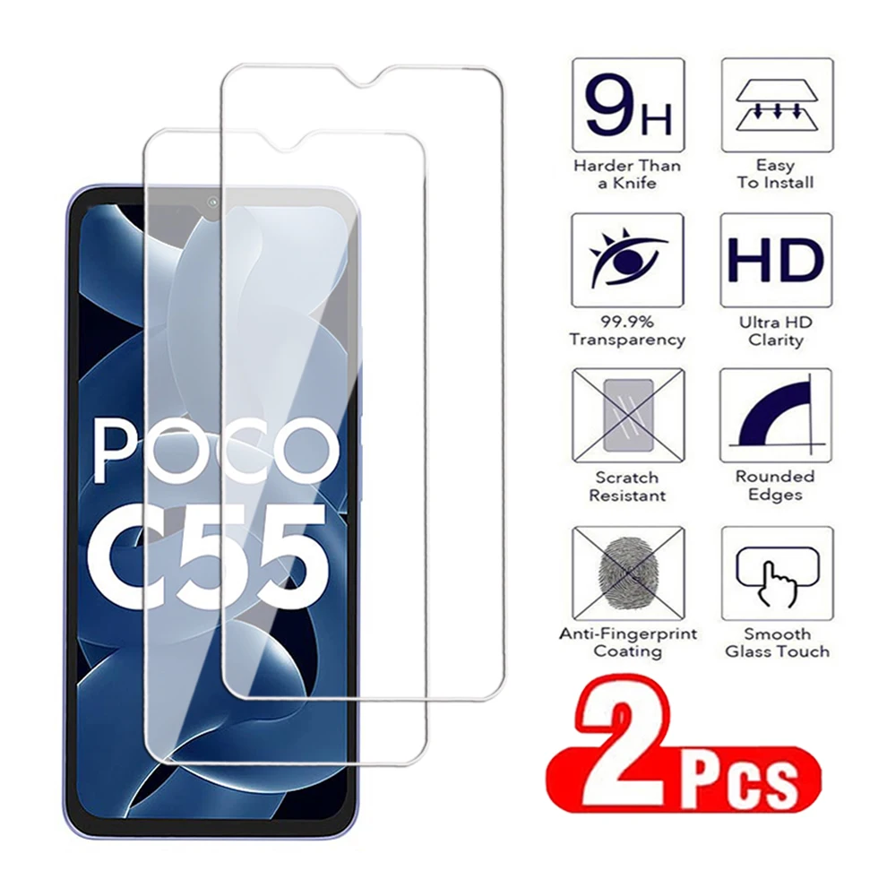 2 шт. 100D закаленное стекло для Xiaomi Mi POCO C50 C51 C55 C65 Защитная пленка экрана F3 F4 F5 GT Pro