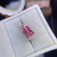 fine jewelry 925 sterling silver inlaid with natural gem luxury elegant square ladys ol style pyrope garnet ring support detect