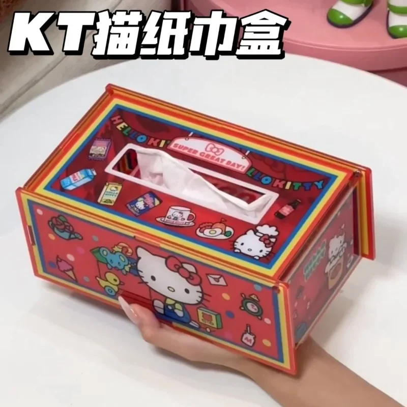 DIY милый мультфильм Hellokitty коробка для салфеток акриловая откидная крышка