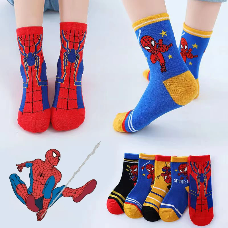 

5 Pairs /lot Disney Baby Boys Socks Cartoon Spiderman Cotton Children Infant Toddler Boy Socks Winter Kid Marvel Short Sock Gift