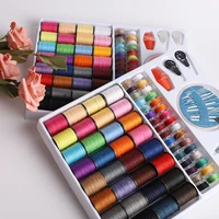 sewing thread set 64 color threads diy knitting rope woven handicraft thread sewing tool kit needle box color random